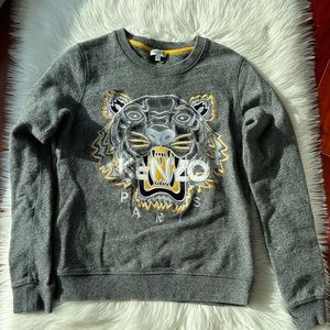 Kenzo Women’s Limited Edition Tiger Sweatshirt, Small, Gray, Vintage